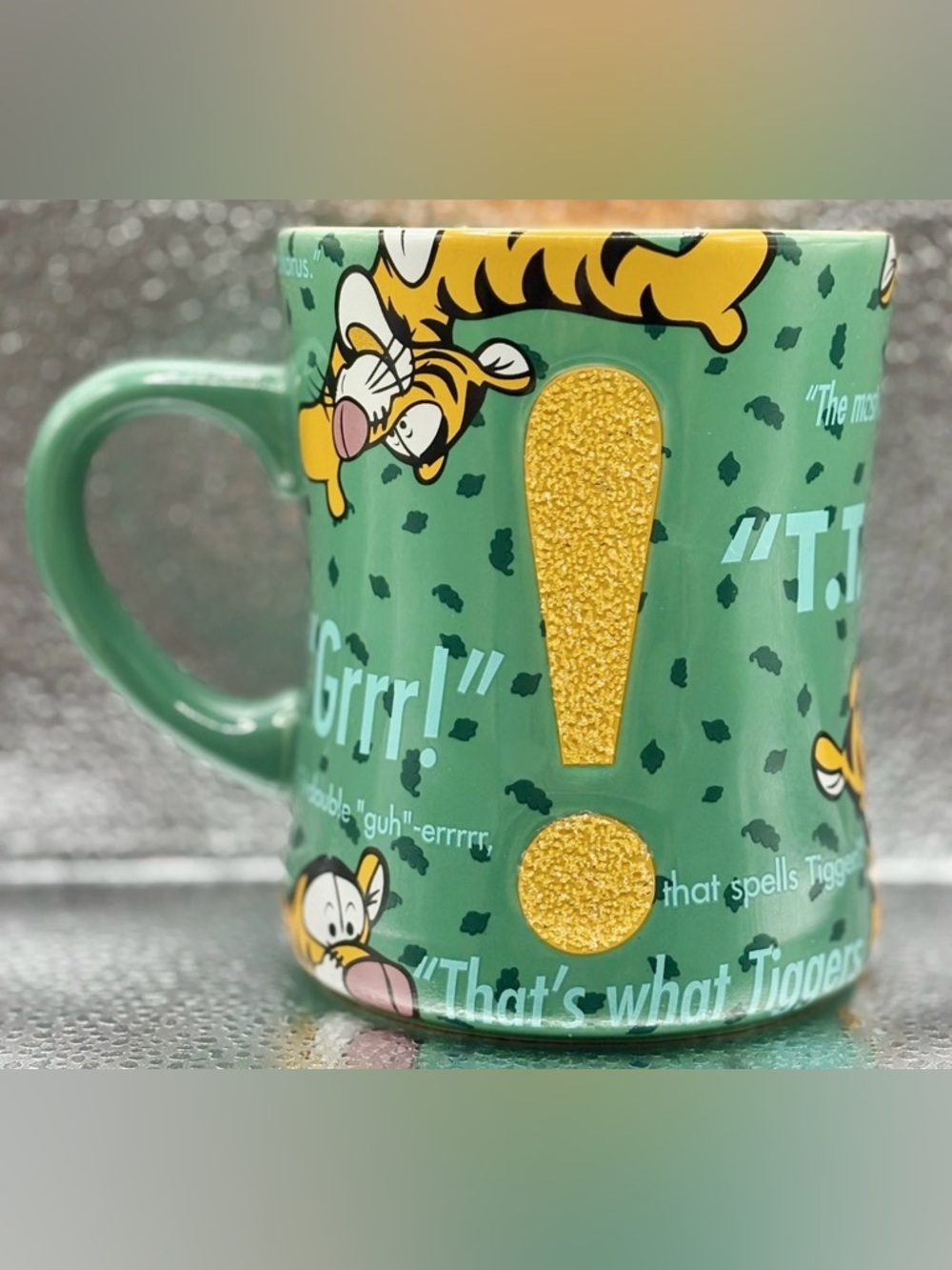 Disney Authentic 3-D Glitter Embossed T.T.F.N. Tigger Mug 16oz